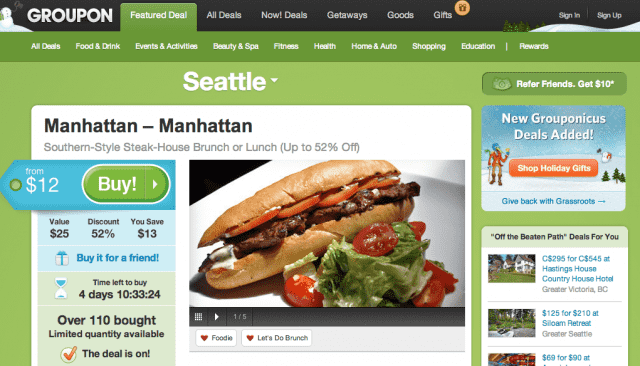 Groupon em 2012, auge das compras coletivas