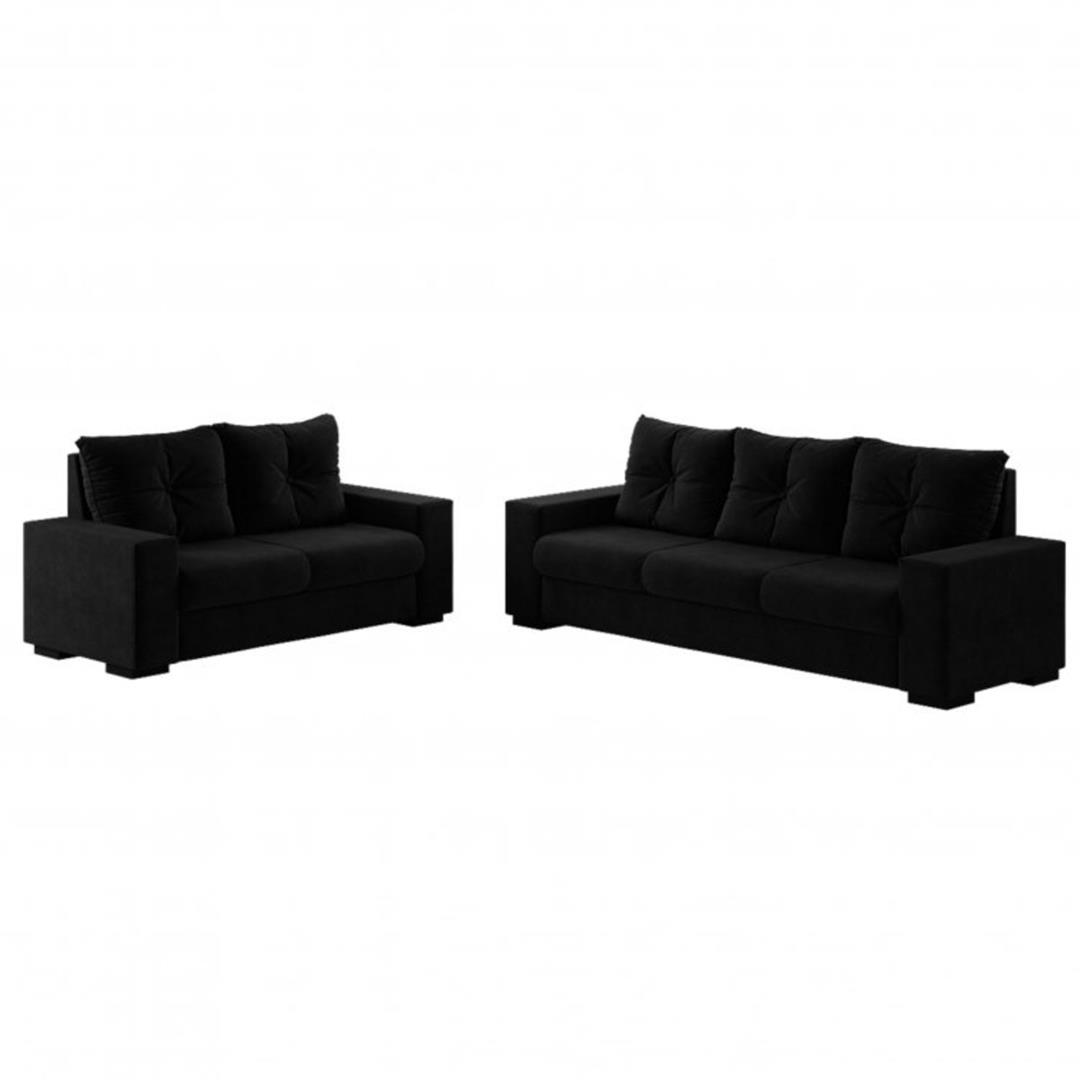 Conjunto Sofá 2 e 3 Lugares Veludo Golfe Espresso Móveis Conjunto Sofá 2 e 3 Lugares Veludo Golfe Espresso Móveis