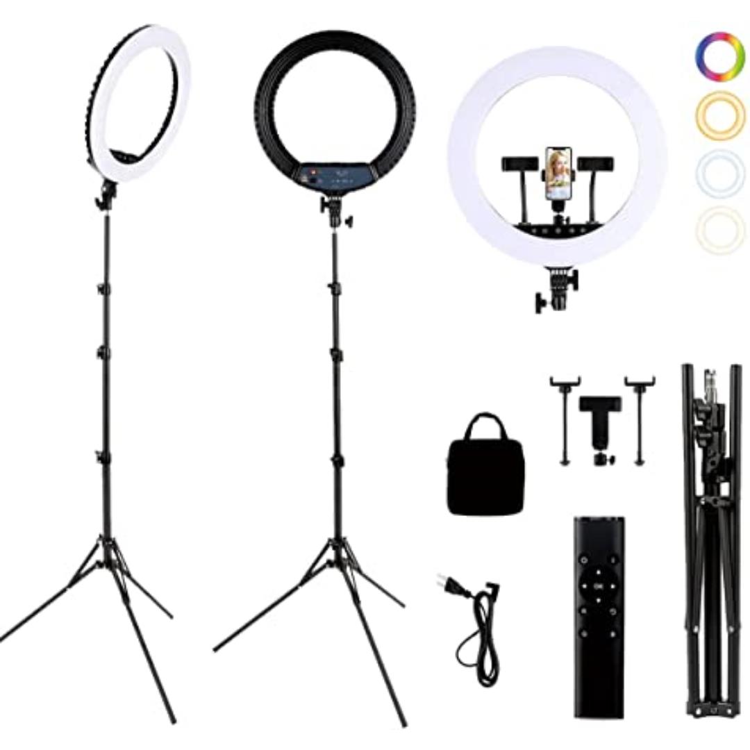 RGB Ring Light kit Iluminador LED 18 RGB Ring Light kit Iluminador LED 18” 46 cm Tripé 2 m com Controle Remoto
