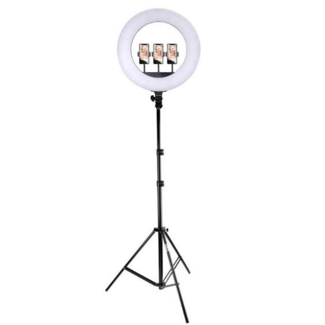 Iluminador Ring Light Greika CL-18 Iluminador Ring Light Greika CL-18 com 3 Suportes para Smartphone
