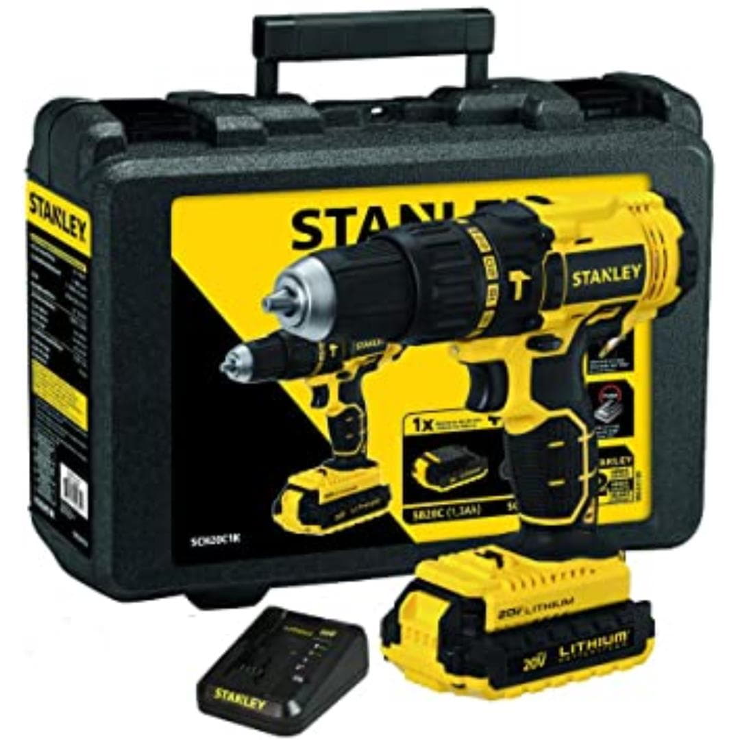 STANLEY Parafusadeira e Furadeira de Impacto de 1/2 Pol 20V MAX Ion-Litio STANLEY Parafusadeira e Furadeira de Impacto de 1/2 Pol Baterias 20V MAX Ion-Litio
