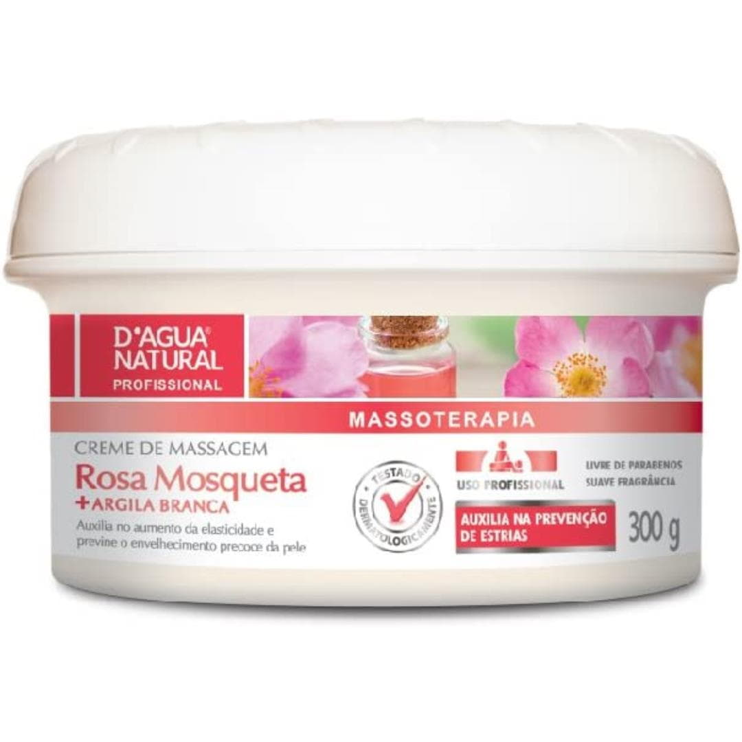 Creme de Massagem Rosa Mosqueta e Argila Branca D’água Natural Creme de Massagem Rosa Mosqueta e Argila Branca D’água Natural