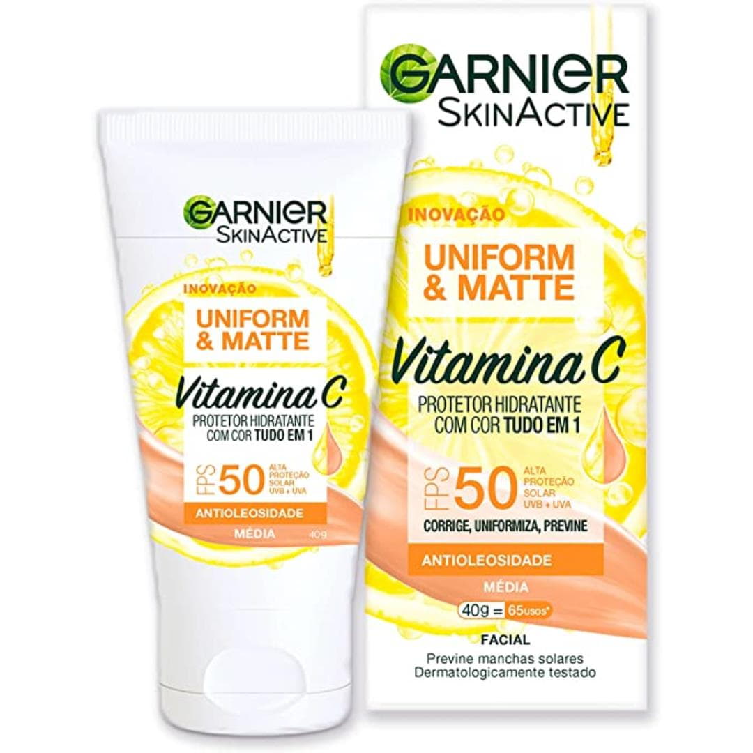 Protetor Hidratante Facial Garnier Uniform & Matte Vitamina C FPS 50 Protetor Hidratante Facial Garnier Uniform & Matte Vitamina C FPS 50