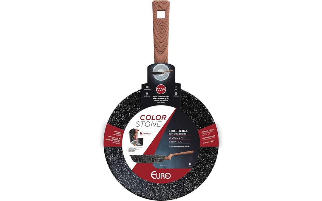 Frigideira 26 cm ColorStone de alumínio Wooden Euro Home Frigideira 26 cm ColorStone de alumínio com antiaderente Wooden Euro Home