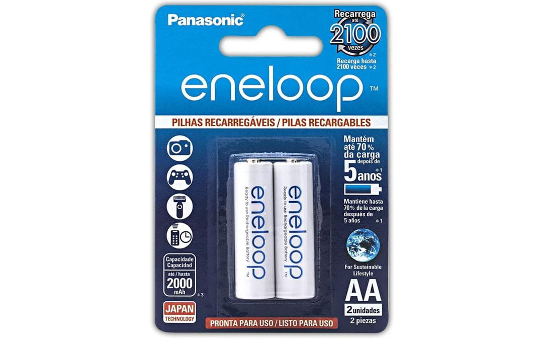 Pilha Recarregável Eneloop AA Panasonic Pilha Recarregável Eneloop AA BK-3MCCE/2BB Panasonic