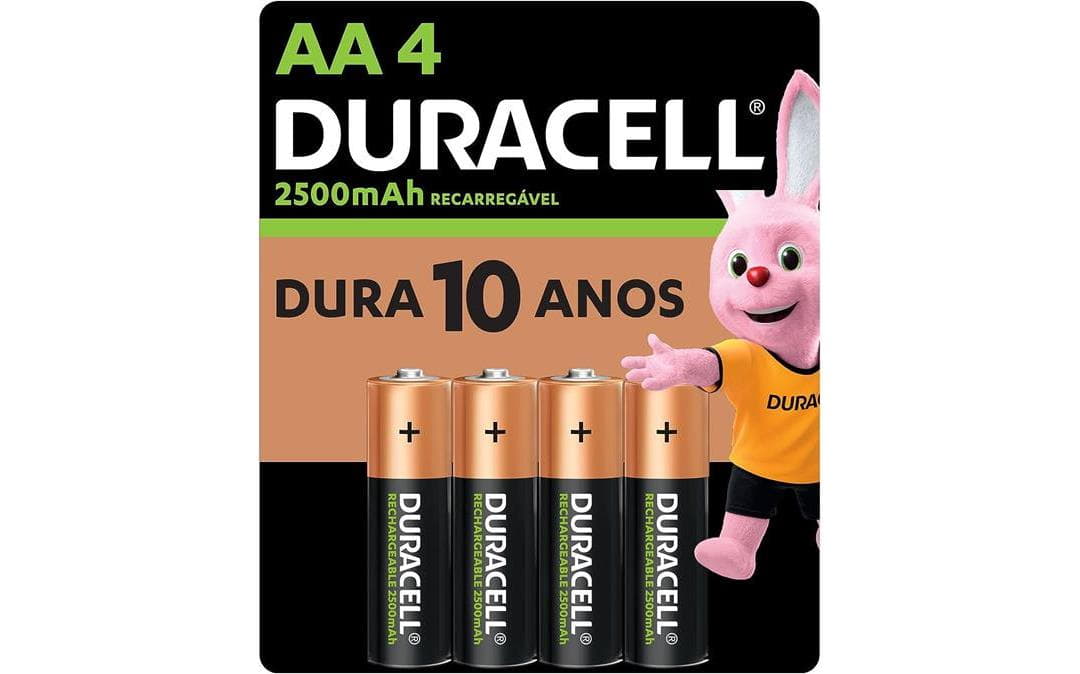 Pilha Recarregável AA Pequena DURACELL Com 4 Unidades