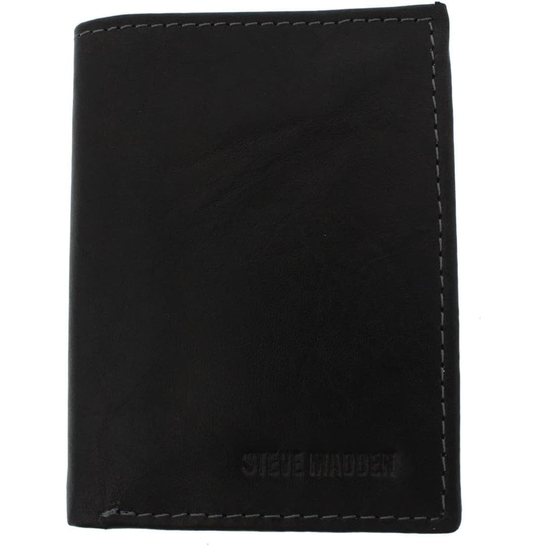 Carteira masculina Steve Madden de couro com três dobras RFID, Black (Antique), One Size Carteira masculina Steve Madden de couro com três dobras RFID, Black (Antique), One Size