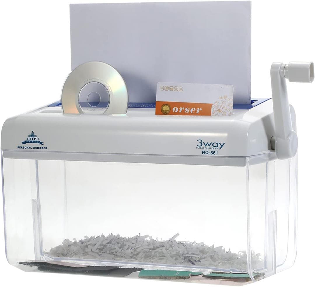 Yeacher A4 Mini Trituradora de Papel Portátil à Mão 3-em-1