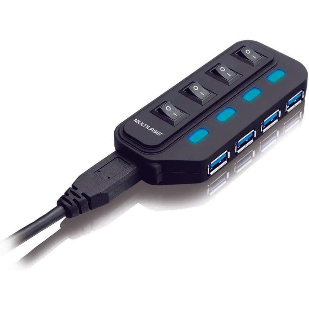 Hub Usb Multilaser 3.0 Super Speed 4 Portas - AC264 Hub Usb Multilaser 3.0 Super Speed 4 Portas - AC264