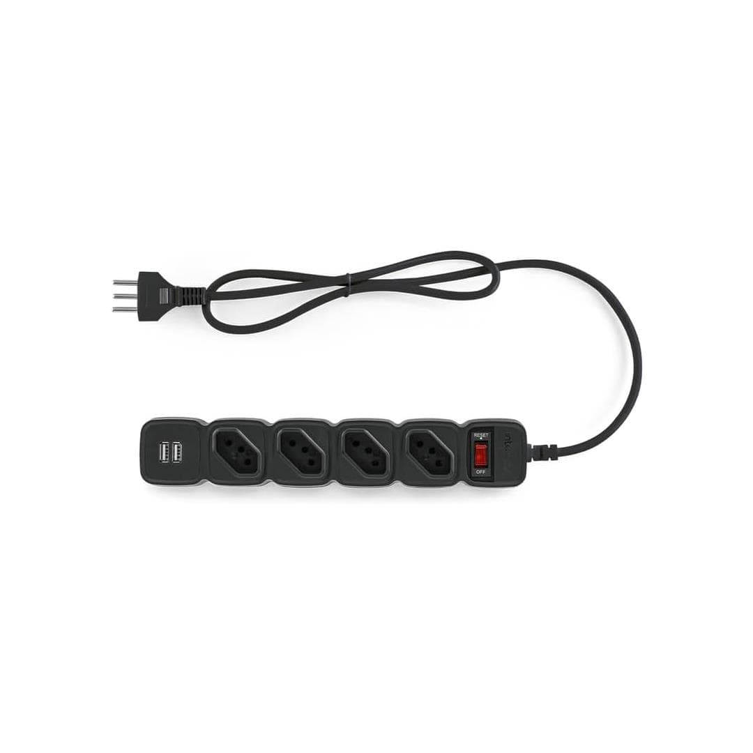 Protetor Eletrônico Filtro de Linha com 4 Tomadas e 2 entradas USB EPE 204 Preto Intelbras Protetor Eletrônico Filtro de Linha com 4 Tomadas e 2 entradas USB EPE 204 Preto Intelbras