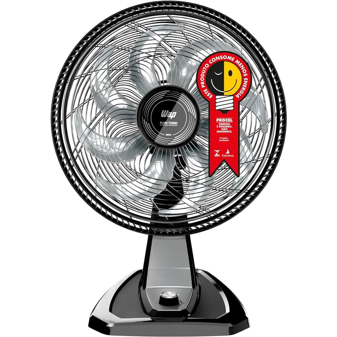 WAP FLOW TURBO Ventilador 2 em 1 Mesa e Parede 180W 50 cm 8 Pás Potente Silencioso e Econômico com 3 Velocidades WAP FLOW TURBO Ventilador 2 em 1 Mesa e Parede 180W 50 cm 8 Pás Potente Silencioso e Econômico com 3 Velocidades