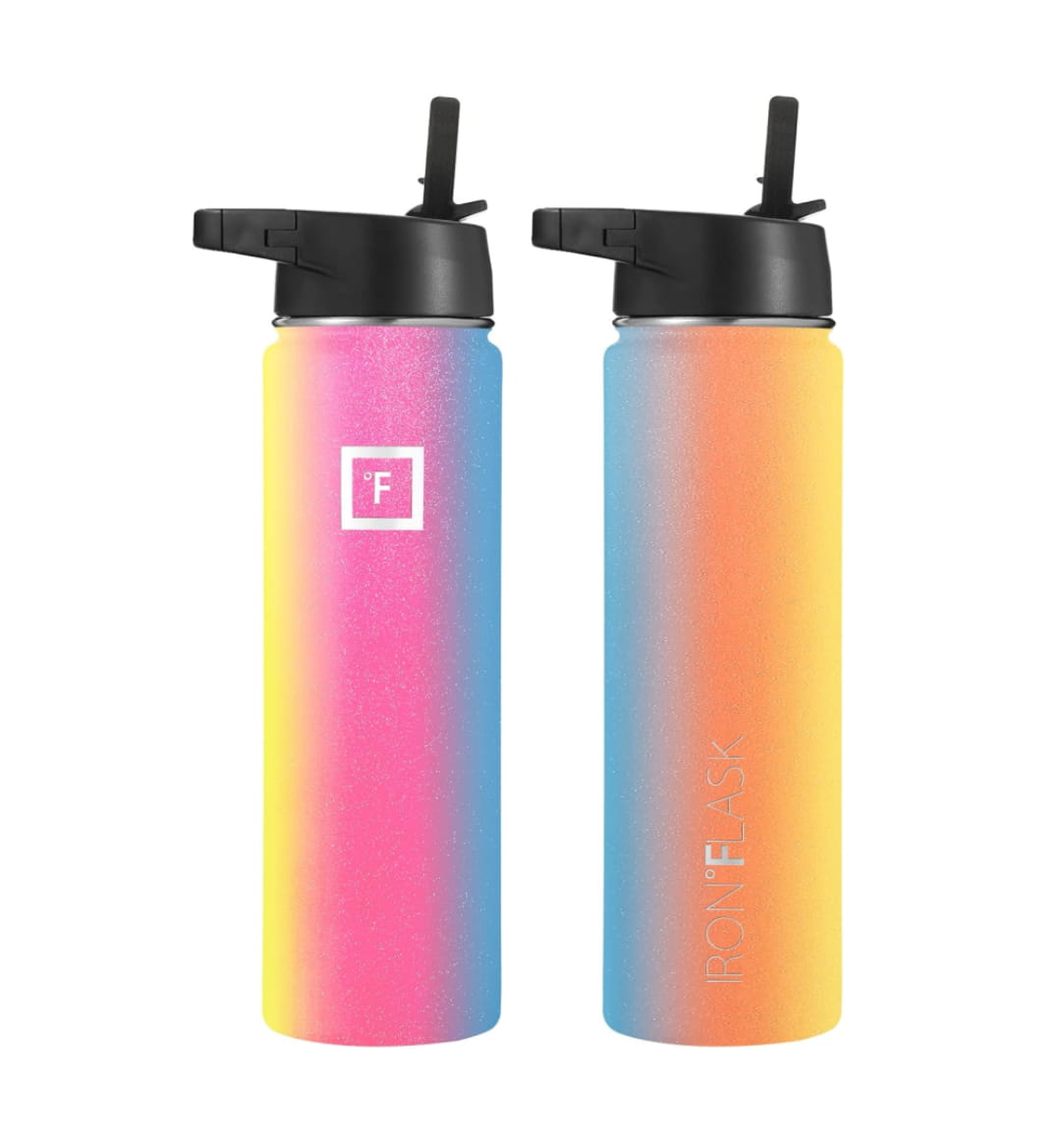 Garrafa de água esportiva Iron FLASK – 650 ml, 3 tampas