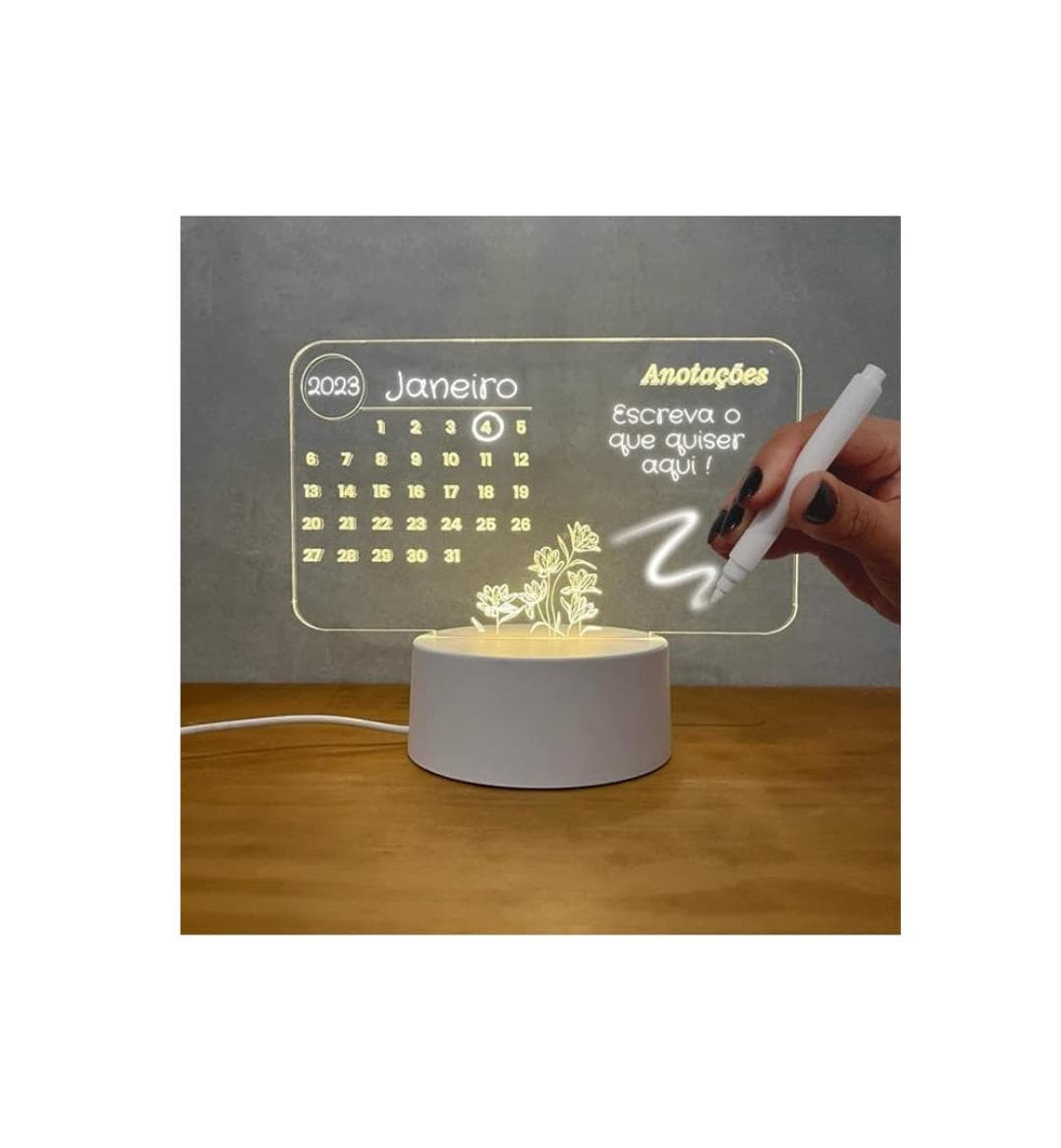 Luminária 3D calendário de Escrever tipo Lousa, Acrílico Caneta