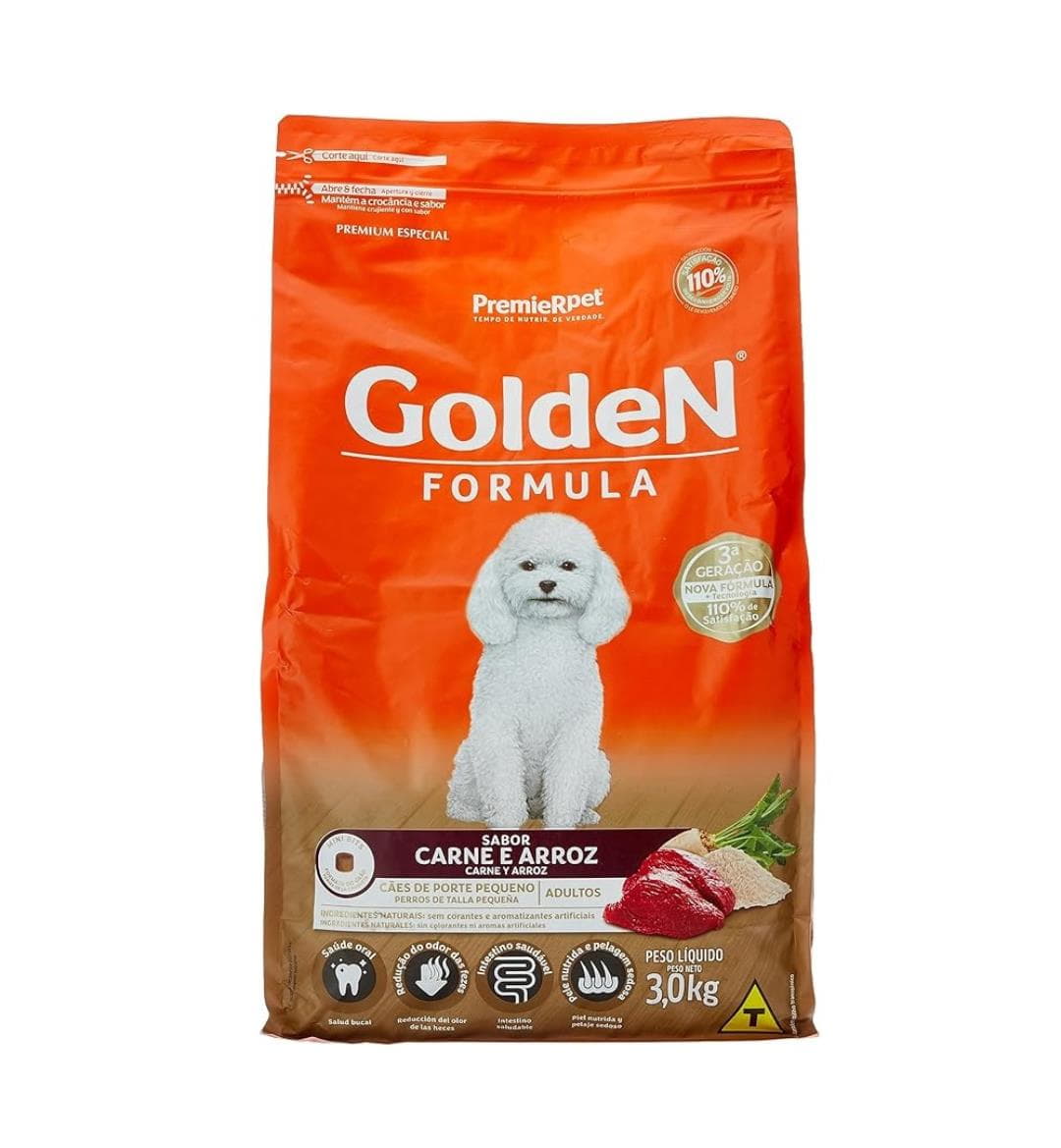 Premier Pet Ração Golden Fórmula Mini Bits Para Cães Adultos Pequeno Porte Sabor Carne E Arroz Premier Pet Ração Golden Fórmula Mini Bits Para Cães Adultos Pequeno Porte Sabor Carne E Arroz