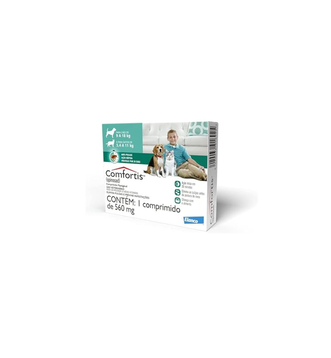 COMFORTIS 560MG - ANTIPULGAS PARA CÃES DE 9 A 18KG E PARA GATOS DE 5,4 A 11KG - ELANCO COMFORTIS 560MG - ANTIPULGAS PARA CÃES DE 9 A 18KG E PARA GATOS DE 5,4 A 11KG - ELANCO