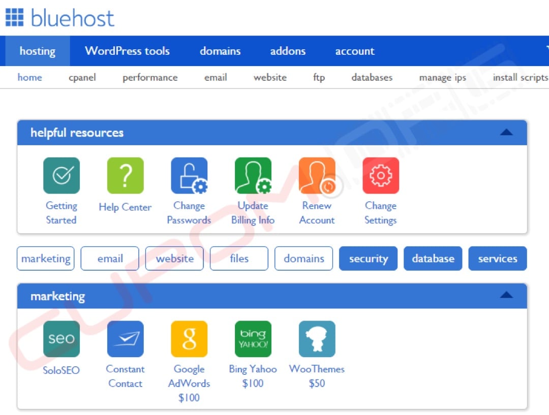 BlueHost painel BlueHost