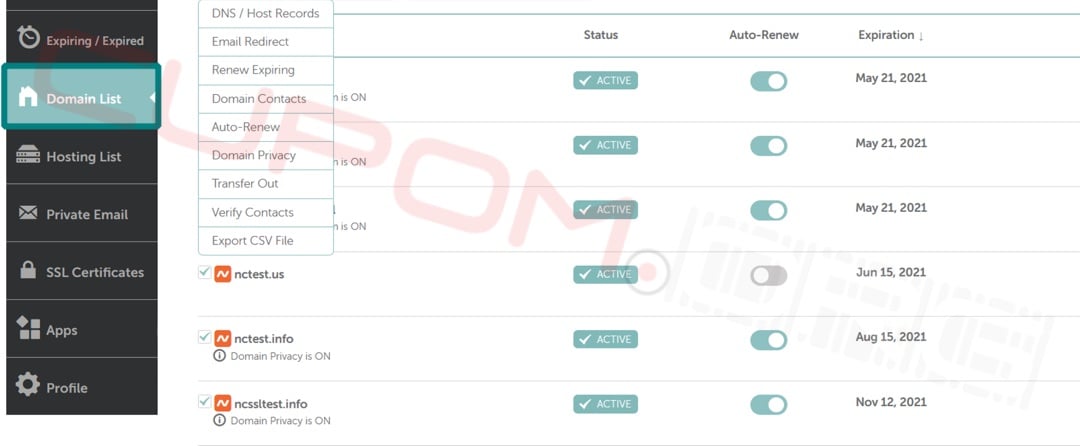 NameCheap painel NameCheap