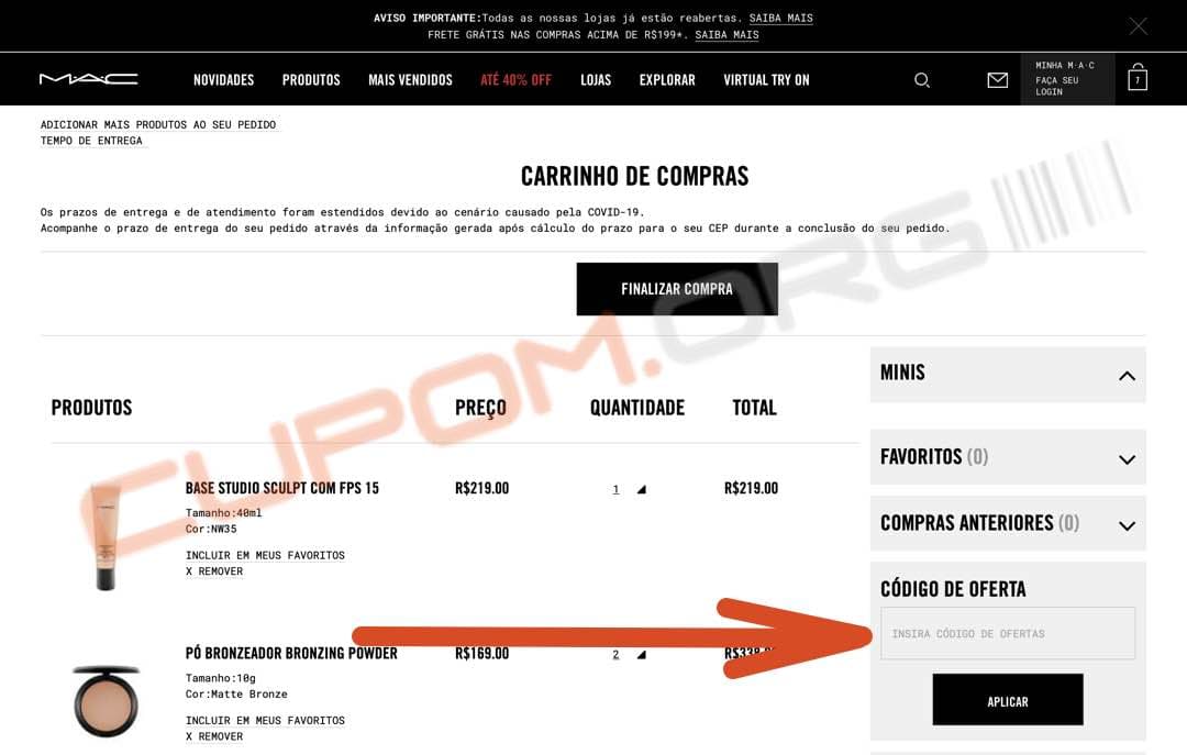 cupom de desconto mac cosmetics