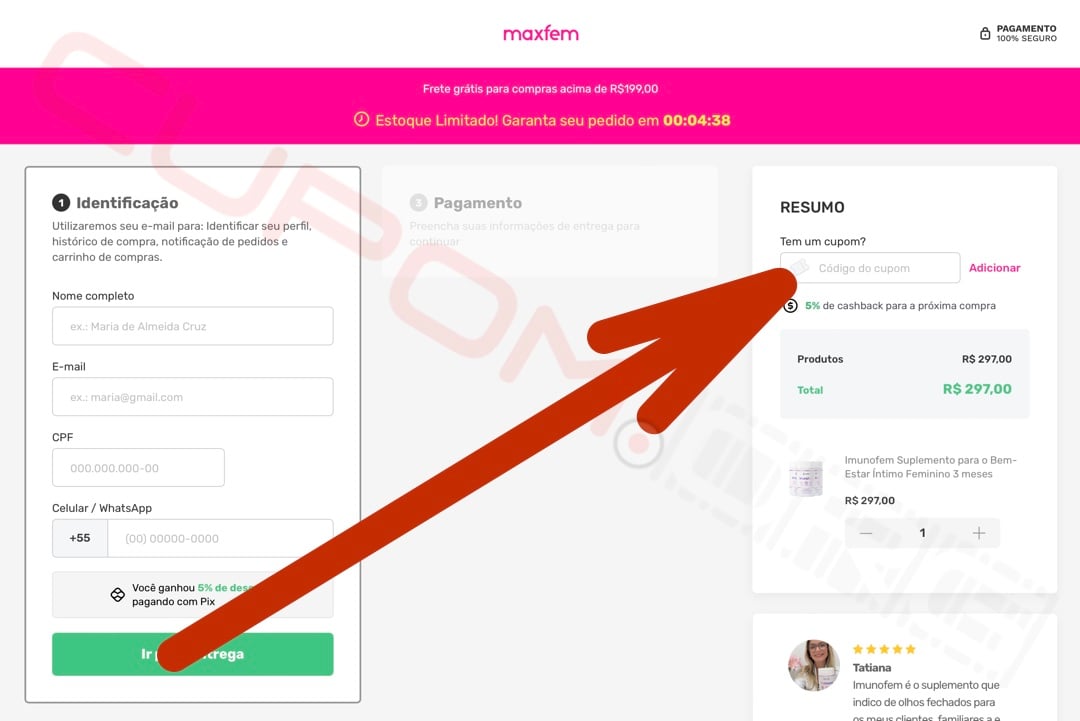 cupom de desconto maxfem