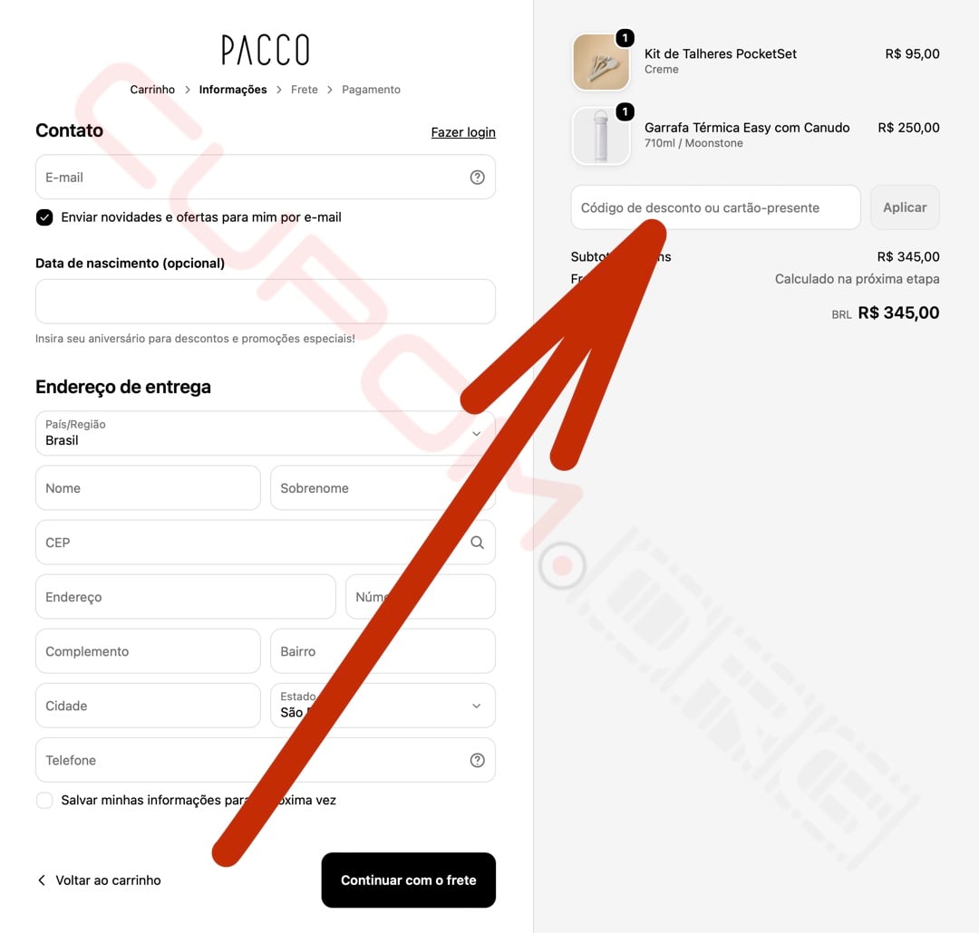 cupom de desconto pacco
