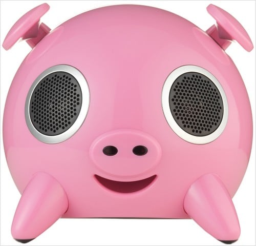 Amplificador de áudio portátil porco rosa