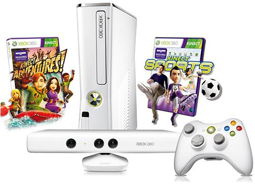 Xbox360 4GB + Kinect Branco + 2 jogos