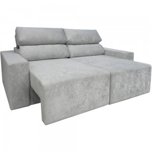 Sofá 3 Lugares Reclinável e Assento Retrátil Michelangelo Suede Prata Sofá 3 Lugares Reclinável e Assento Retrátil Michelangelo Suede Prata