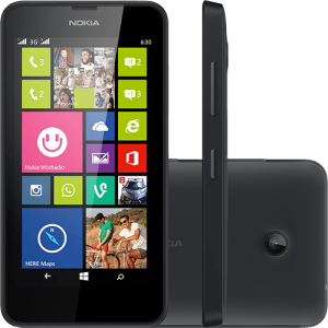 Smartphone Nokia Lumia 630 Windows 8.1 Tela 4.5" 8GB 3G Wi Fi Câmera 5MP GPS TV Digital – Preto