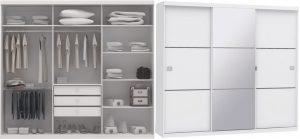 Guarda Roupa Com Espelho nas 3 Portas e 3 Gavetas Branco Kappesberg