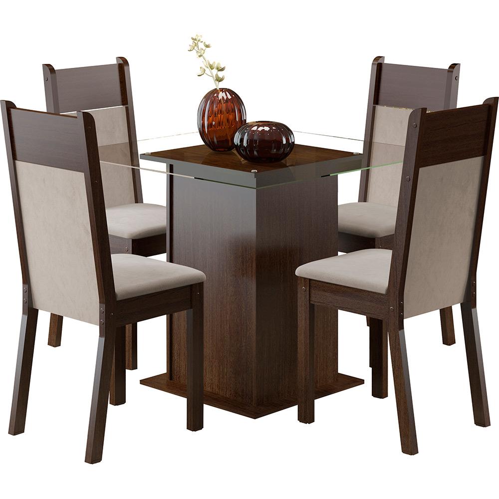 Conjunto de Mesa de Jantar ISIS Tabaco com 4 cadeiras ISIS Conjunto de Mesa de Jantar ISIS Tabaco com 4 cadeiras ISIS