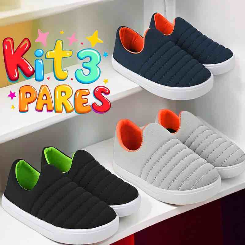 Kit 3 Pares de Calçado Infantil Calce Fácil Grify Shoes