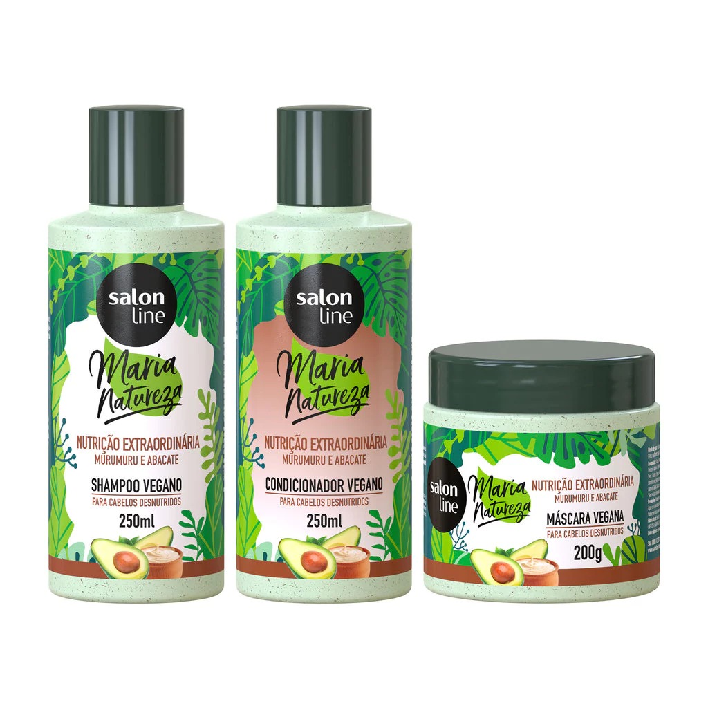 Kit Shampoo + Condicionador + Máscara Nutrição Maria Natureza Extraordinária Salon Line