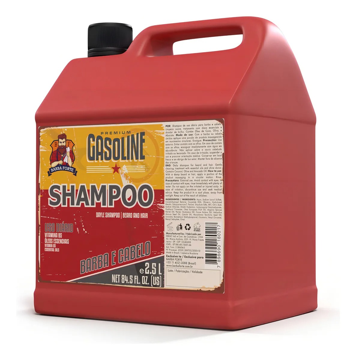 Galão de 2.5 litros de Shampoo de Uso Diário - Gasoline Barba Forte