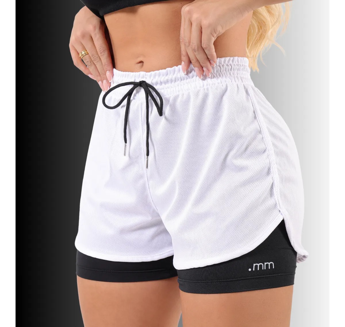 Short Duplo Feminino Fitness Estilo Sobreposto